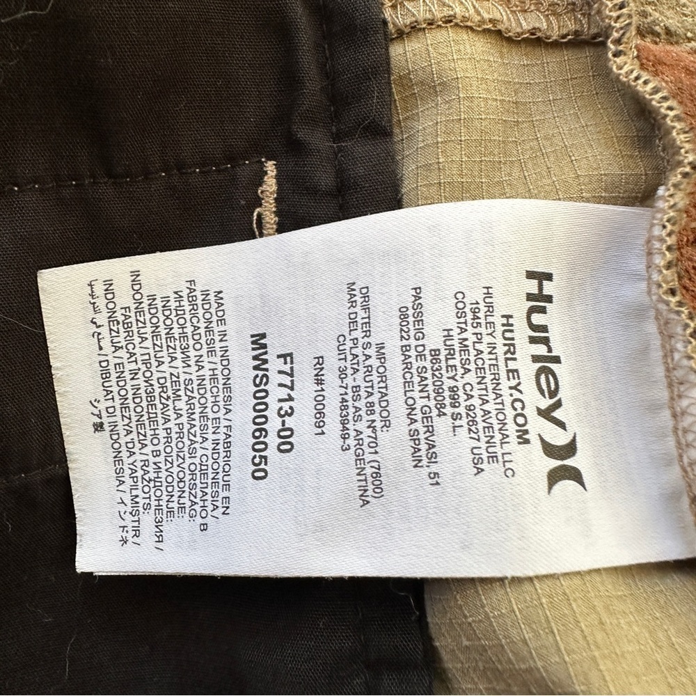 Hurley khaki cream men's shorts size 30 lightweight zip fly with pockets - Picture 13 of 16